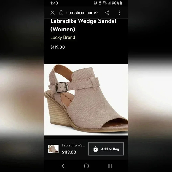 New Lucky Brand Boho Chic 9.5 Tan Leather Wedge Open Toe Slingback - Picture 3 of 6